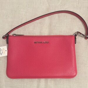 Michael Kors Hot Pink Pebbled Leather Wristlet